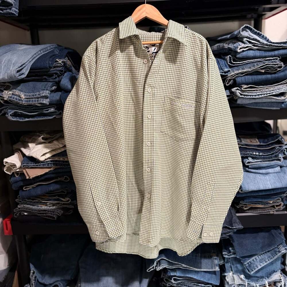 Southpole Vintage Plaid Button-Down Long Sleeve Shirt Yellow  Medium
